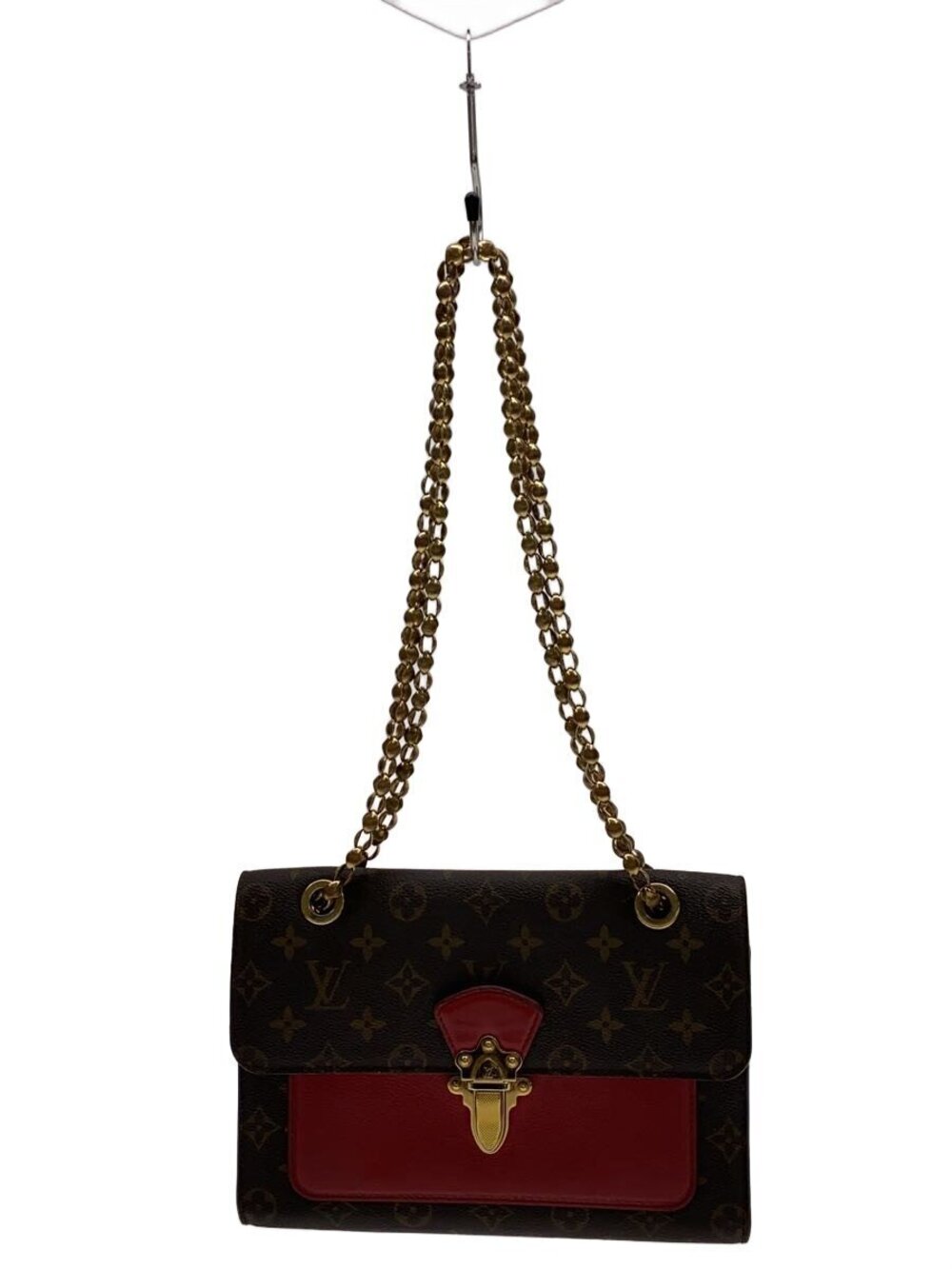 LOUIS VUITTON Victoire Monogram Canvas Leather Cerise Red Brown